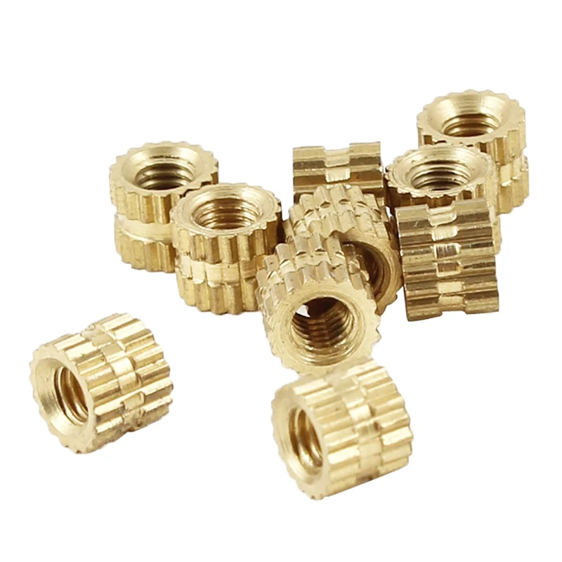 M2 x 3mm Brass Cylinder Knurled Threaded Round Insert Embedded Nuts 100pcs | Обустройство дома
