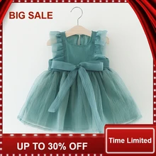 Girls Dress with Bow Ruffle Sleeveless Kids Dresses for Girls Vintage Vestido Infantil Kids Clothes Girls Dress with Bow Ruffle Sleeveless Kids Dresses for Girls Vintage Vestido Infantil Kids Clothes