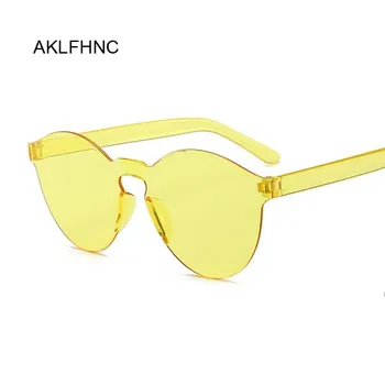 

New Fashion Rimless Vintage Round Mirror Sunglasses Women Luxury Brand Original Design Yellow Sun Glasses Female Oculos