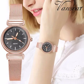 

Dropshipping Women Dress Watch Luxury Rose Gold Stainless Steel Simple Quartz Clock For Ladies Wrist Watch Relogio Feminino