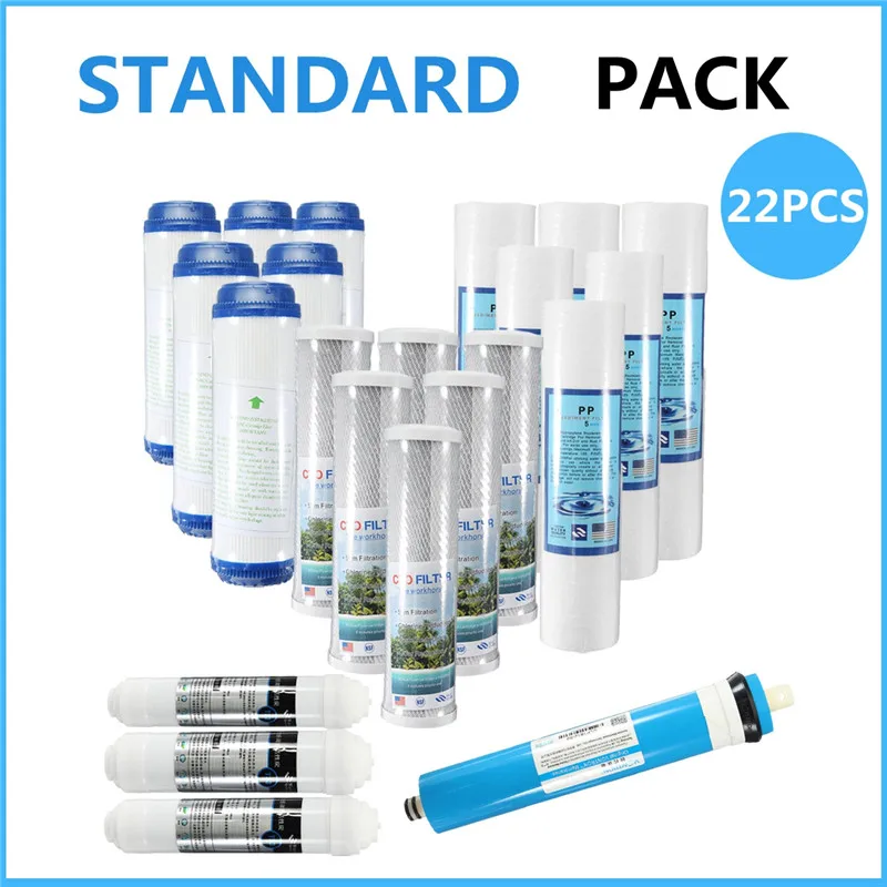 

Warmtoo 22Pcs/Set Water Filters System Reverse Osmosis Filter Replacement Set Home Kitchen Water Purifing Membrane