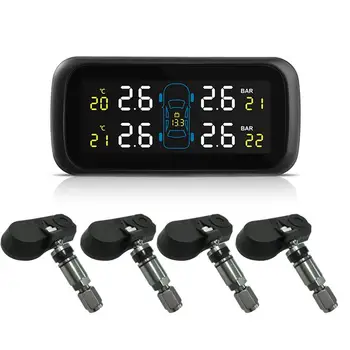 

Car TPMS Tire Pressure Monitoring System LCD Display Car Cigarette Lighter Power 4 Internal Anti-theft Sensors Car Tire Pressure