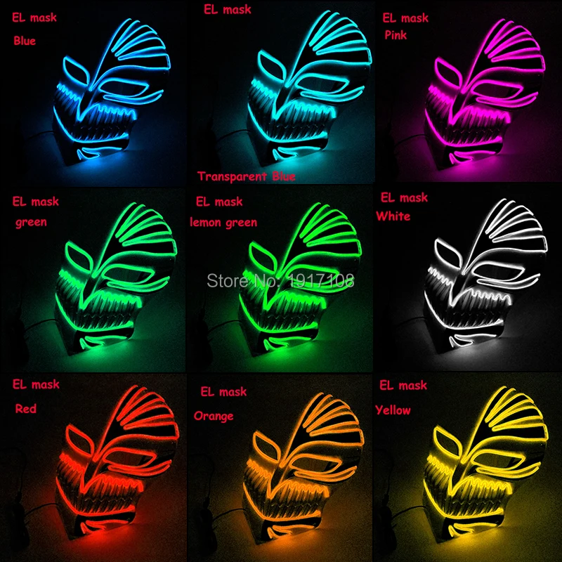 

High Quality EL wire mask for horrible Party night and Screaming Party decorations LED cold light mask sound activated