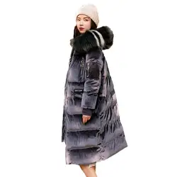 Плюс размер Украина 2018 Повседневная шапка с капюшоном зимняя одежда Женская Куртка пуховая хлопковая стеганая куртка толстое хлопковое