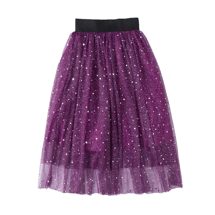 

Summer 2019 Shiny Girl Fluffy Twinkling Stars Tutu Skirt Kids Princess Party Tulle Skirts sequin mesh bling pleat Girls Clothes