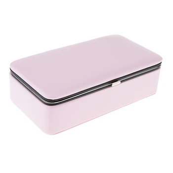 

Phenovo Pink PU Leather Large Mirrored Compartment Jewelry Ring Necklace Bracelet Storage Display Case Box 18.2x10.2x5.6cm