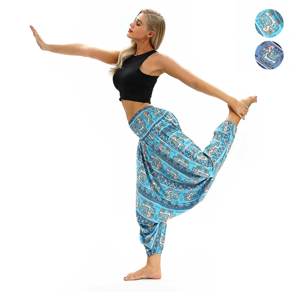 

Yoga Pant Women Bloomers Indian Style Wide Leg Loose Pants Fitness Trouser Sport Dance Beach Wear Baggy Boho Aladdin Harem Pants