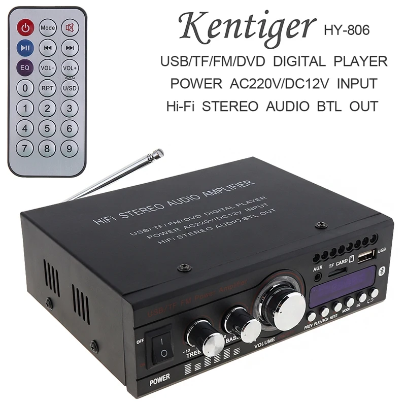 Kentiger DC12V Bluetooth 2CH Hi-Fi автомобильный стерео аудио усилитель мощности цифровой плеер Поддержка USB/SD/FM/DVD