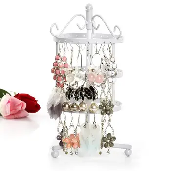 

Multifunctional 72 Holes Earrings Stud Necklace Holder Jewelry Display Storage Stand Metal Rotating Organizer Rack Tree Stand