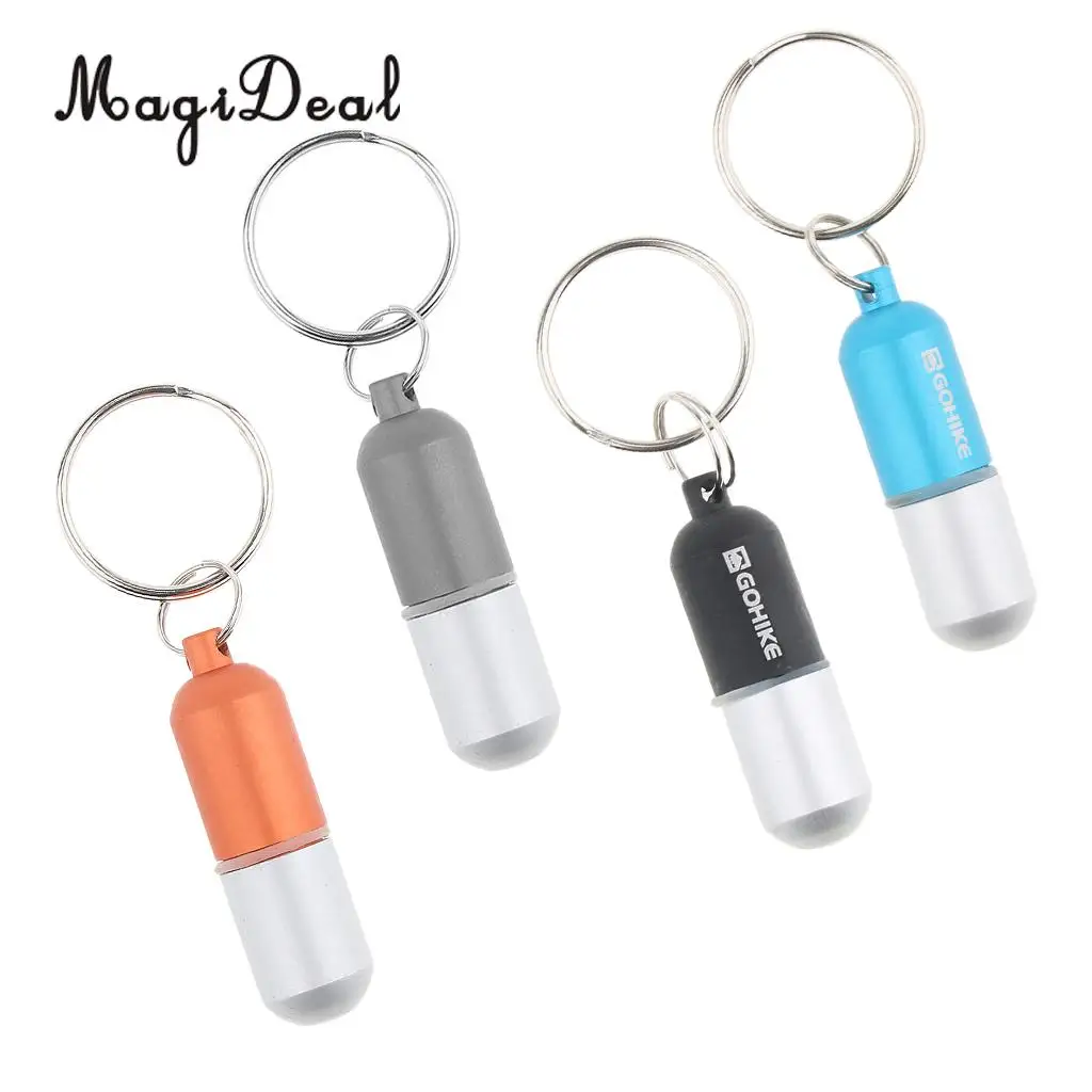 4pcs Alumium Waterproof Pill Fob Capsule Keychain Match Case Battery