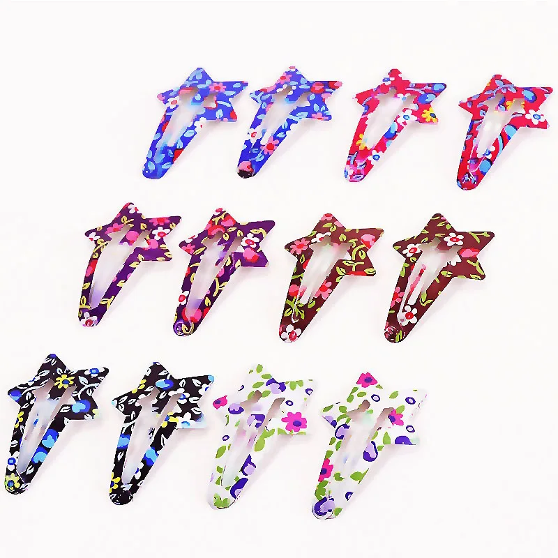 

1Pack(10/12PCS) Hot 7 Shapes Baby Girl Print Geometric Hair Clips Colorful Cute Barrettes For Kids Hairgrips Hair Accessories