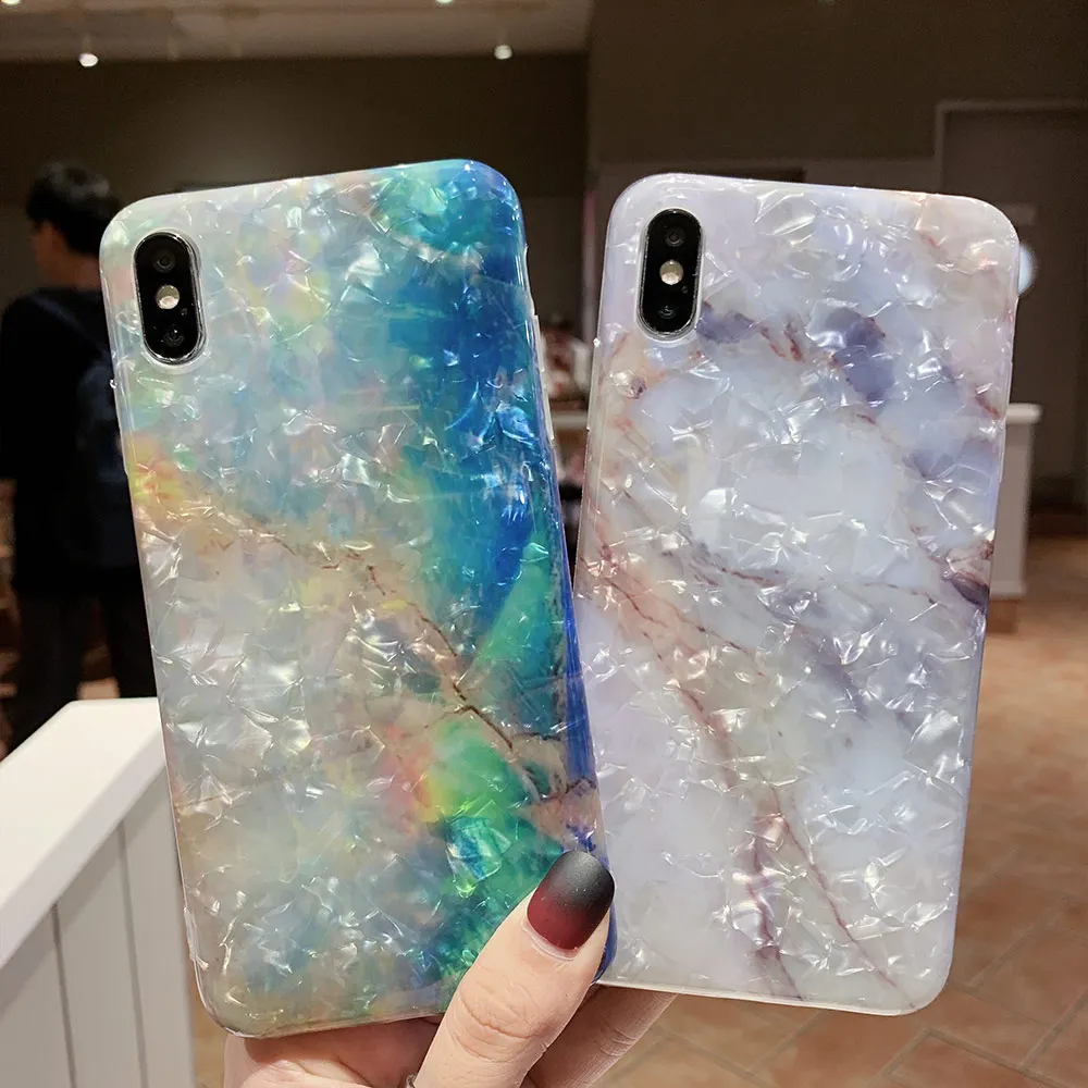 KISSCASE Luxury Marble Case For Xiaomi Mi 9 Lovely Soft IMD Conch Shell Phone 8 Glitter Back Cover Funda Capa |