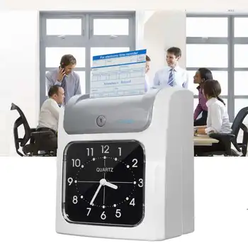 

LCD Electronic Employee Attendance Time Clock In Out Recorder Desktop Timecard with Time Clock Cards Keys