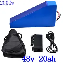 48V 2000W Triangle battery pack 48V 20AH electric bike battery 48V 20AH lithium battery with 50A BMS+54.6V charger duty free diy 48v 50ah recharge lithium battery pack 48v 2000w giant bike battery with charger bms portable handle for panasonic cell
