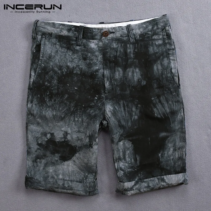 INCERUN летние мужские шорты с принтом из хлопка, джоггеры на пуговицах, повседневные пляжные шорты мужские, фитнес, винтажная одежда, брендовые шорты