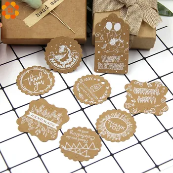 

50PCS Multi Style Handmade Series Kraft Paper Tags DIY Crafts Hang Tag For Wedding Birthday Party Labels Gift Wrapping Supplies