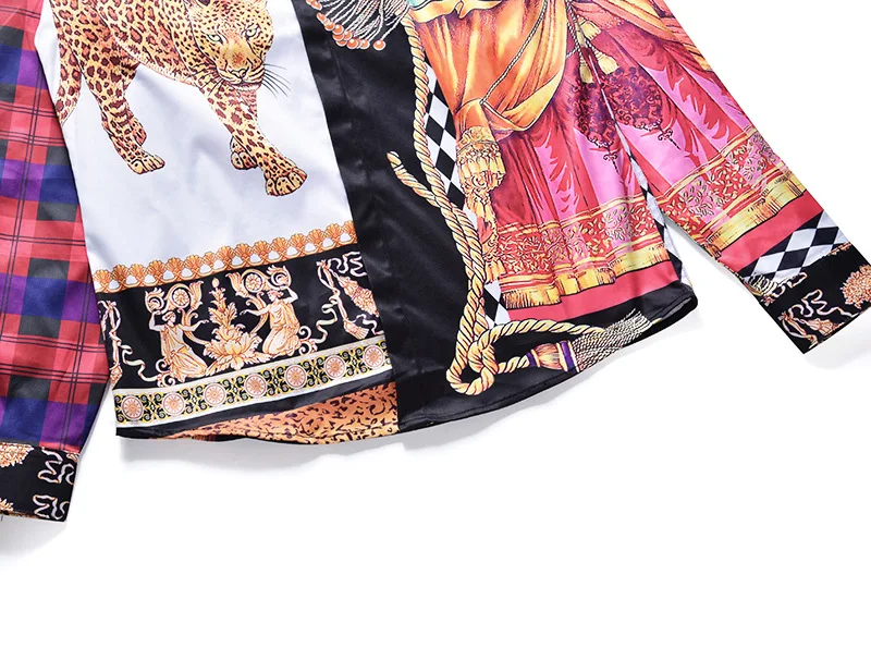 XIMIWUA 2019 New Arrival Fashion Luxury Men Shirts Long Sleeve 3d Print Patchwork Color Hawaiian Shirt Camisas Para Hombre