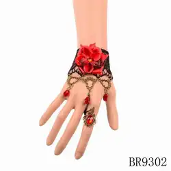 Для женщин Лидер продаж очаровательные модные Винтаж Lady Украшения ручной работы Готический Кружева в форме Красного цветка браслет
