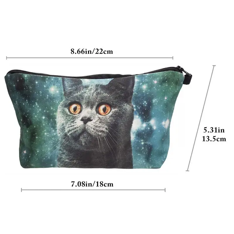 Новые женские сумки для хранения косметики с 3D принтом котят, клатчи для женщин и девочек, милый Контейнер для путешествий с рисунком кота, косметический Чехол