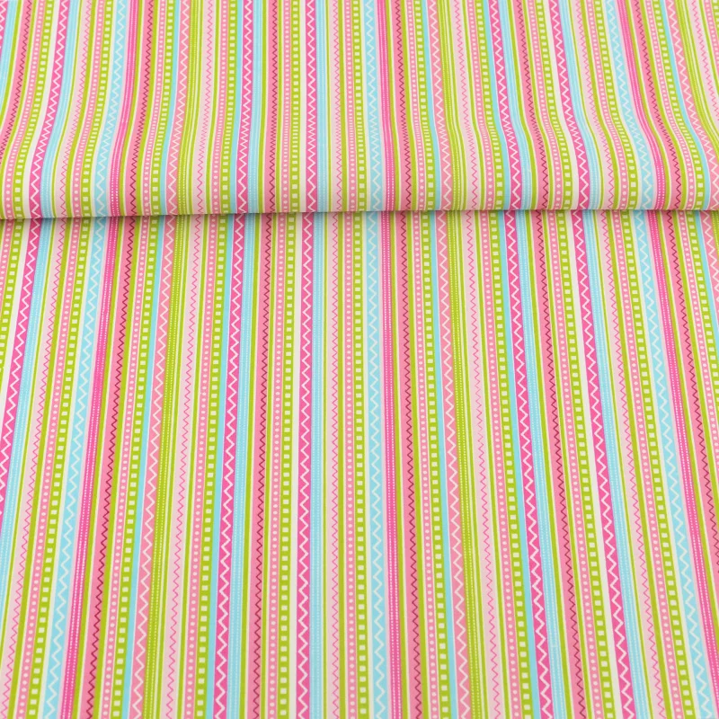 

100% Cotton Fabric Printed Colored Strips Designs Tecido Decoration Scrapbooking Quilting Patchwork Sewing Textile Bedding Cloth
