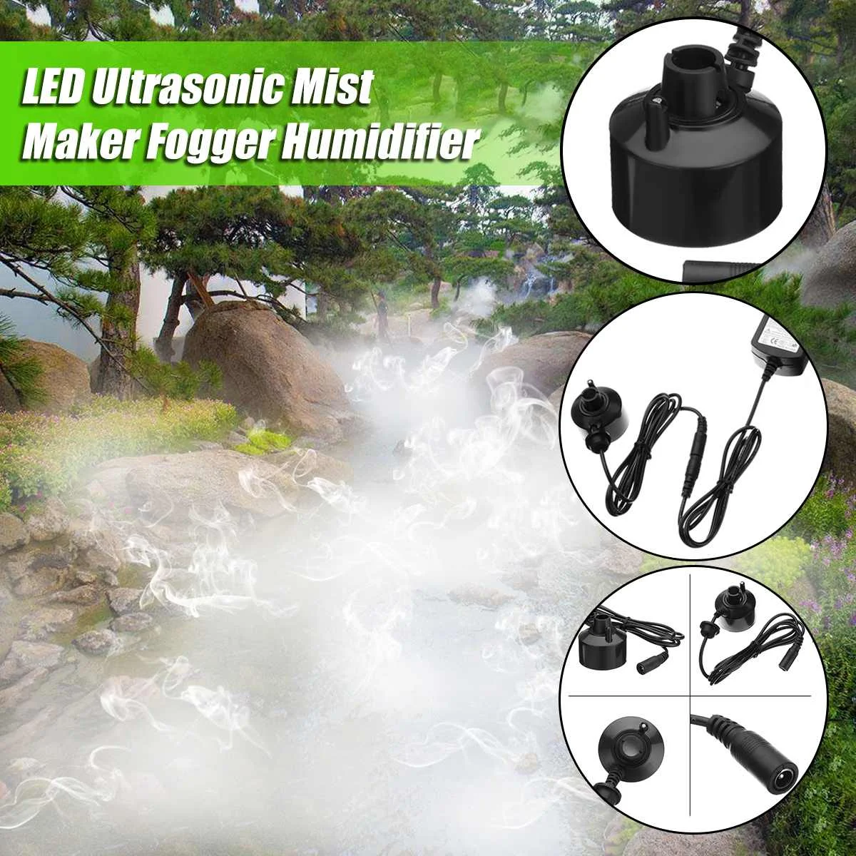 

36mm DC 24V Ultrasonic Mist Maker Adapter Fogger Fountain Pond Atomizer Humidifier Without Lights for Humidifier With US Plug