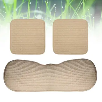 

3Pcs Non-Slip Car Seat Pad Mat Fabrics Car Seat Cushion without Backrest Car Seat Cover Ties Car Seat Accessories (Beige)
