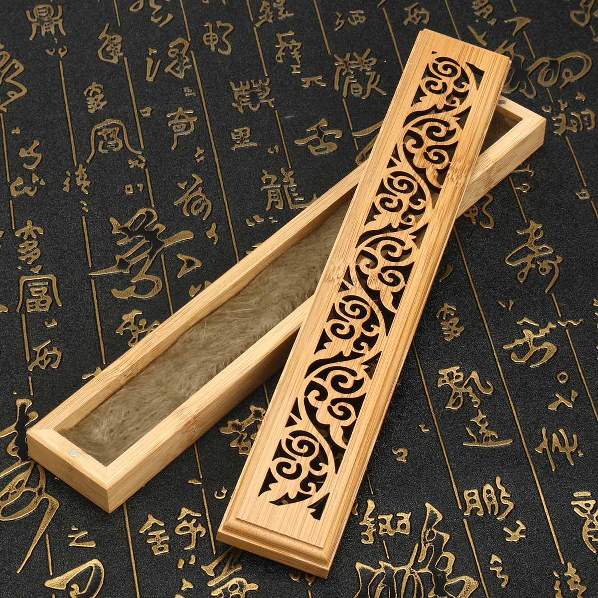

Bamboo Incense Burner Hand Carving Hollow Stick Incense Plate Holder Joss Stick Box Lying Censer for Home Decor Living Room