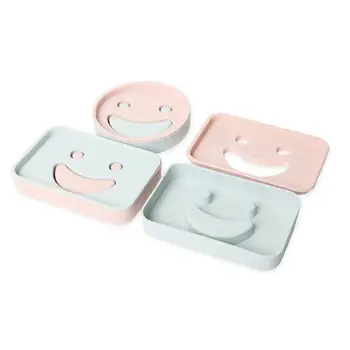 

Soap Storage Rack Hollow Smile Face Soap Box Draining Holder Bathroom Rack