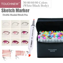 TouchNew 30/40/60/80 Цвета двойной головой алкогольных жирной основе маркер для рисования набросков кисть для рисования школьные товары для рукоделия