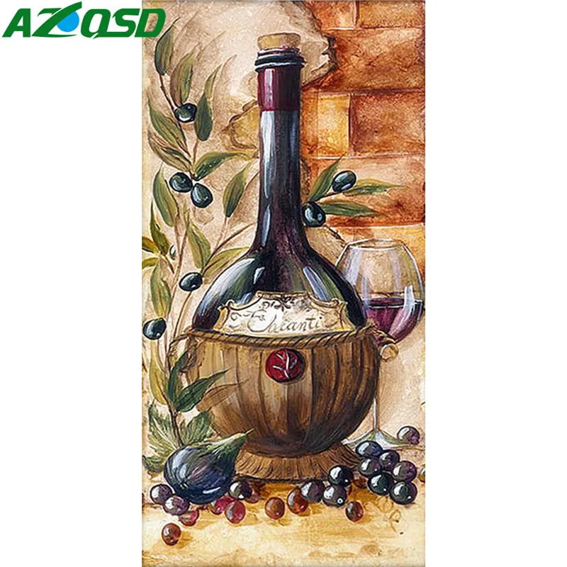

AZQSD 5D Diamond Painting Grape Wine Diamond Embroidery Full Drill Scenic Home Dcor Rhinestones Pictures Needlework Handmade