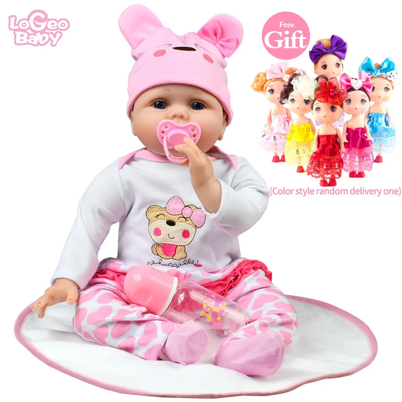 

Logeo Baby Reborn Baby Cute Fashion Realistic Silicone Baby Doll 22" Newborn Baby Reborn Dolls Child Toy Reborn Doll Kit