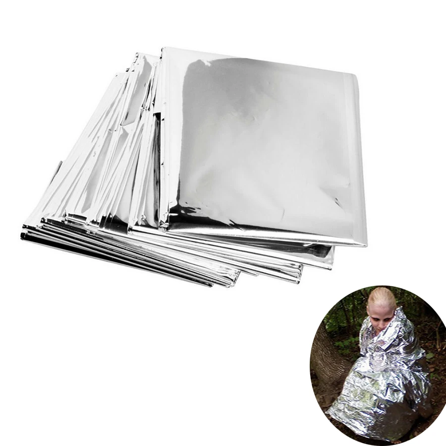 

Waterproof Emergency Blanket Survival Safety Rescue Blanket Foil Thermal Space First Aid Sliver Rescue Curtain Military Blanket