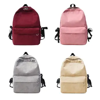 

Preppy Style Soft Fabric Backpack Female Corduroy Design School Backpack For Teenage Girls Striped Backpack Women