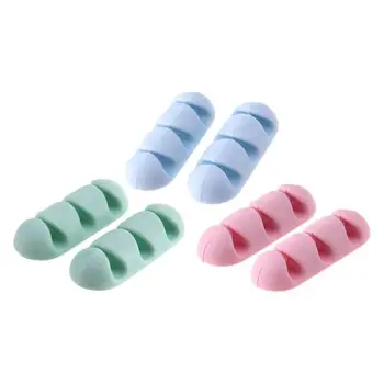 

2Pcs Office Desk Cable Organizer Adhesive Silicone Wire Lead USB Charger Cord Winder Home Table Storage Holder Accessory Supply