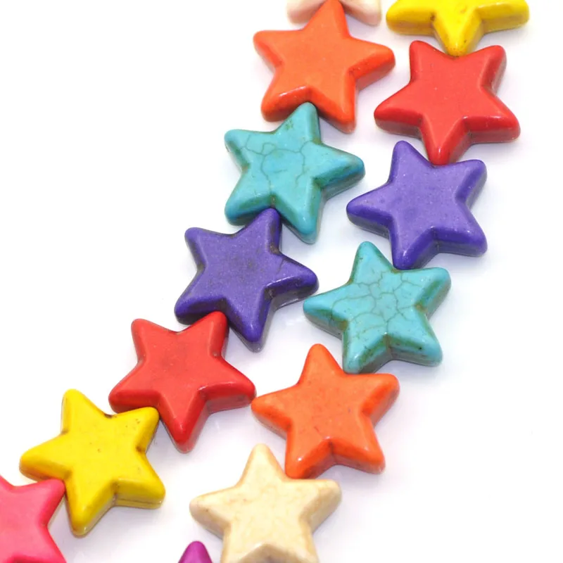 

DoreenBeads Gem Stone Beads Star Mixed Dyed 21x20mm,Hole:Approx 1mm,39cm long,1 Strand(approx 23PCs)(B23017), yiwu