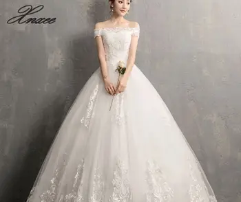 

Xnxee Luxury Lace Embroidery 2020 Dresses 100cm Long Train Sweetheart Elegant Plus size Vestido De Noiva Bride