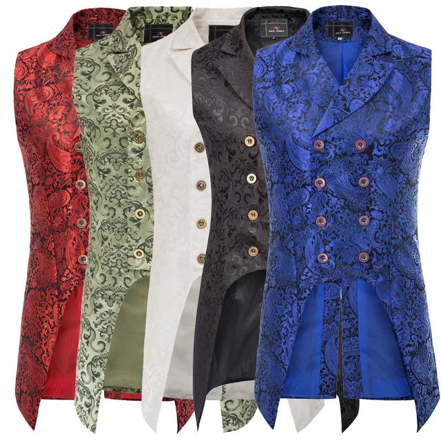 vintage style Men coats medieval Steampunk Gothic Sleeveless Lapel Collar Double Breasted formal prom party Jacquard vintage style Men coats medieval Steampunk Gothic Sleeveless Lapel Collar Double-Breasted formal prom party Jacquard Coat