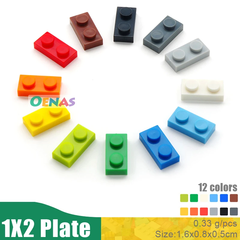 

500g 1500pcs/bag Educational Kids Toy Plastic Building Blocks Accessories 1X2 Plate DIY Compatible With Legoes Blocks In Bulk