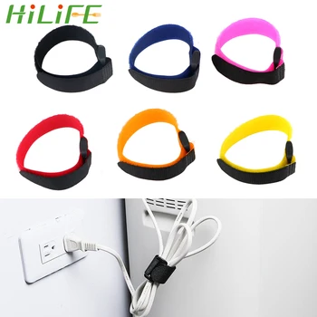 

HILIFE 2*20cm 10 piece/set Nylon Fastener Hook and Loop Strap Cord Ties Self Adhesive Reusable Cable Tie Wire Organizer