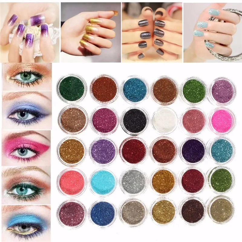 

30pcs Mixed Colors Powder Pigment Glitter Mineral Spangle Eyeshadow Makeup Cosmetics Set Make Up Shimmer Shining Eye Shadow 2018