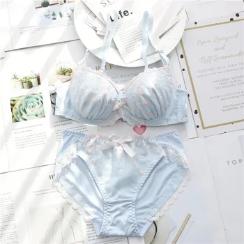 

YOURMIX Thin Cup Floral Embroidery BCDE size lingeria kawaii bra and brief sets