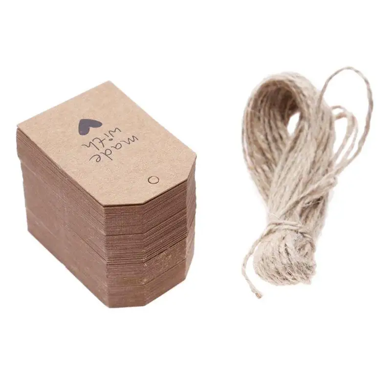 

100pcs Vintage Kraft Paper Pendant Label Multi-functional Cards Party Decoration DIY wedding Decorations for home