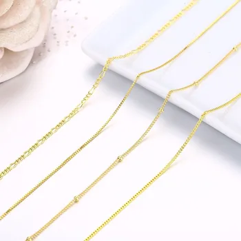

35cm-40cm 925 Sterling Silver Gold Color Short Chain Choker Necklaces Women Girls Kids Baby Jewelry Kolye Collier Stamped Italy