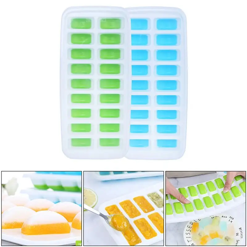 

Half Pie Shape 18 Grid Ice Tray With Box Pudding Ice Cube Model Silicone Ice Box Ice Cream Tool High Quality Food Grade