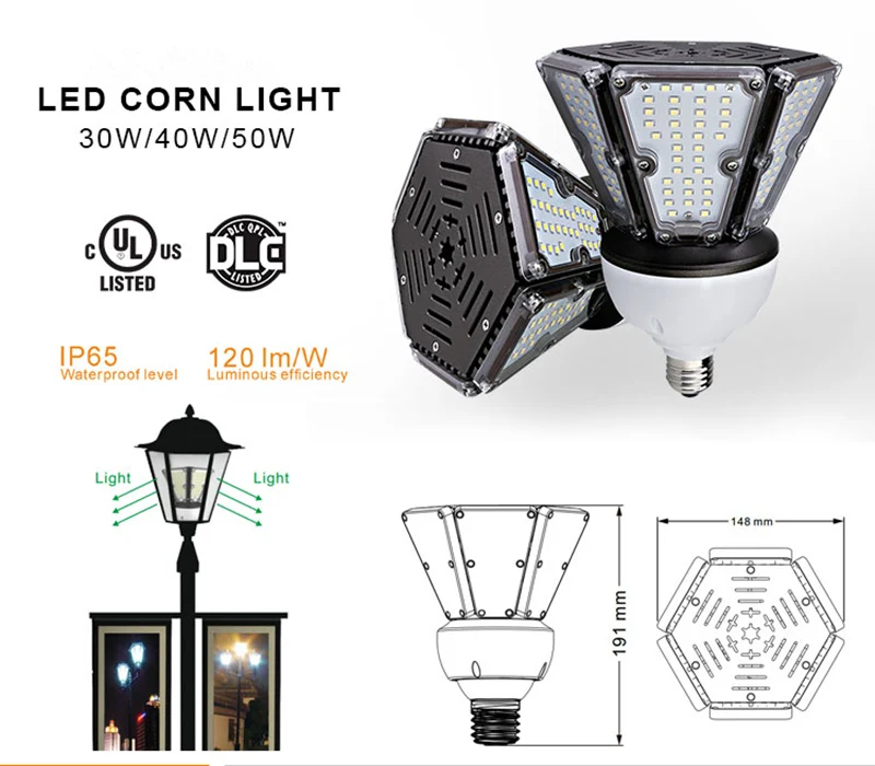 Topoch садовые фонари Уличные UL CE 120LM/W светодиодный 30W 40W 50W винтовое основание HID Замена 100-277V для верхней части двора