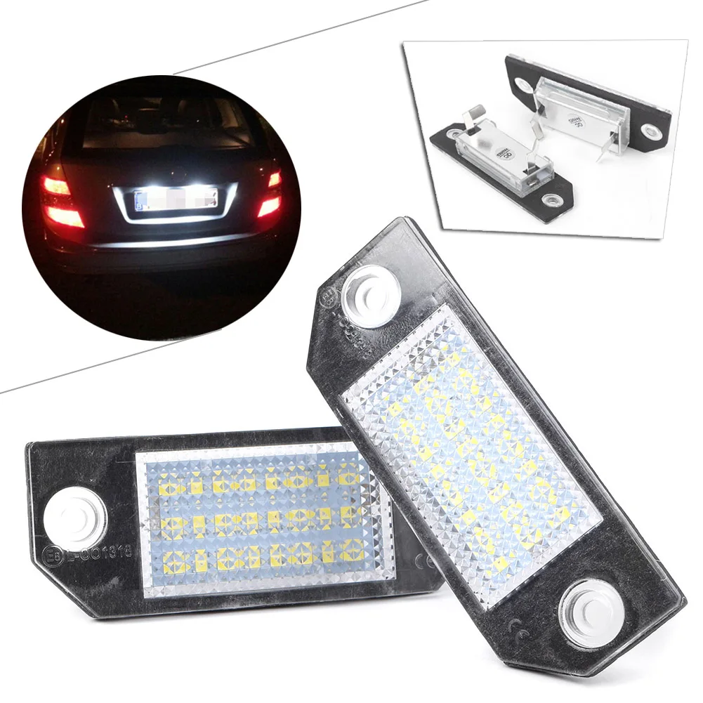 Pair LED License Plate Number Lights Lamp for Ford Focus C MAX I 2003