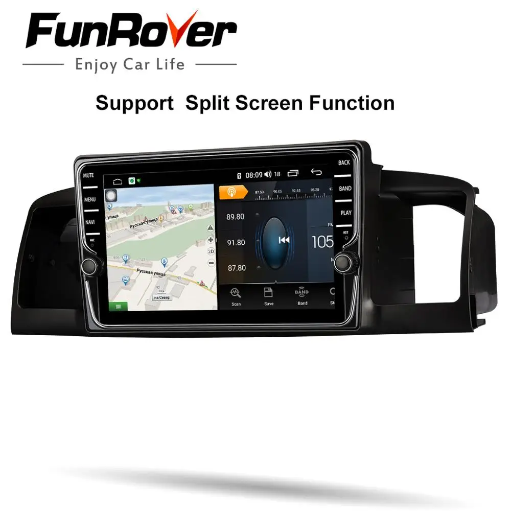 Flash Deal Funrover android 9.0 2 din car radio gps navigation car dvd multimedia player For TOYOTA Corolla E120 BYD F3 DSP split screen FM 2