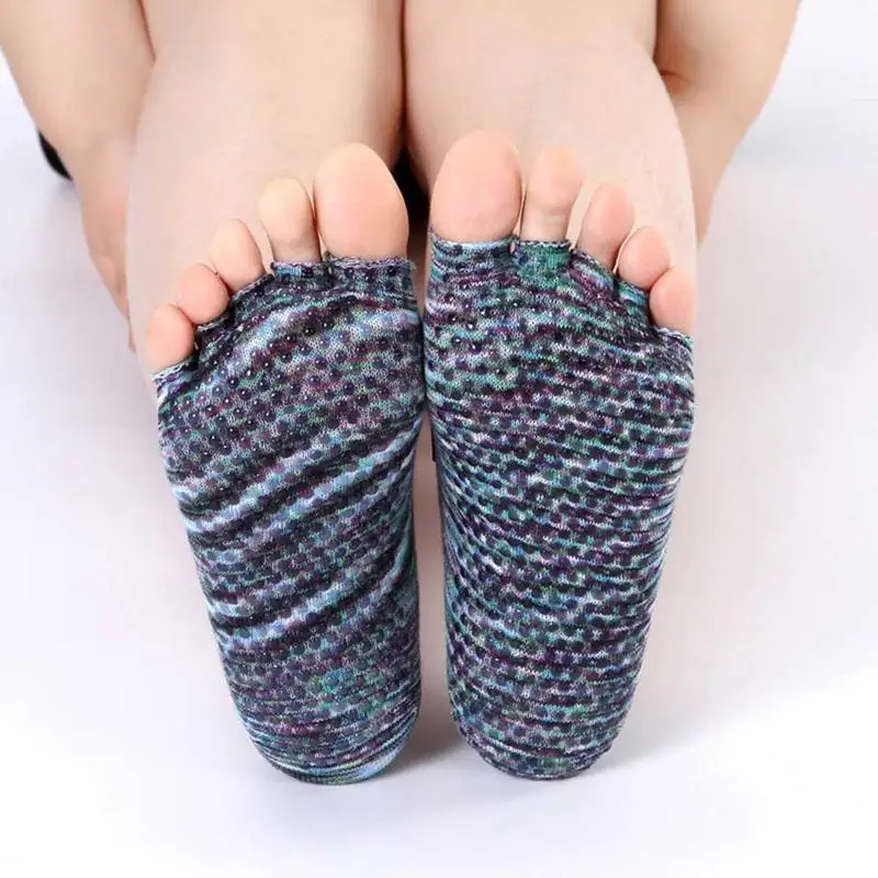 

Socks Women Dance Half Toe Ankle Grip Short Backless Pilates Socks Non Slip Toe Five Finger Yogilates Meias Fitness Socking