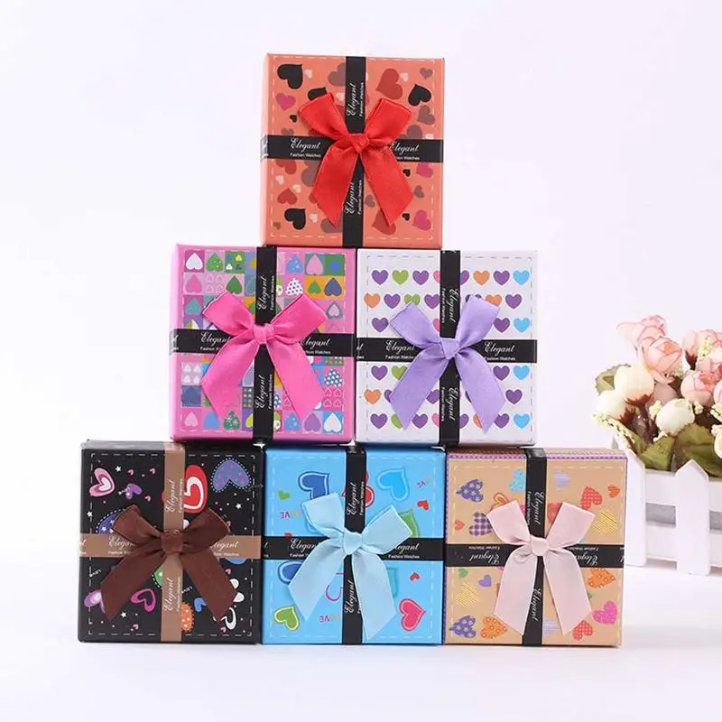 

AUGKUN 1Pc Beauty Bowknot Cartoons Display Gift Box Cardboard Case For Ring Earring Necklace Jewelry Holder Container