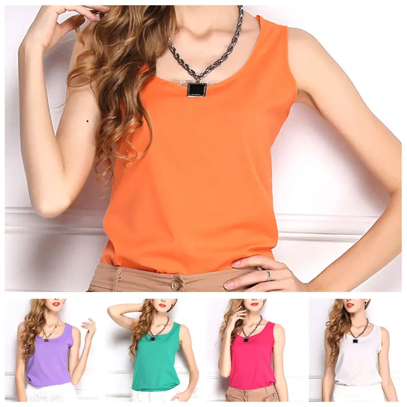 

Sale Loose Soft 2019 Unique Comfortable Chiffon High Quality Solid Candy Color Women Shirts Sleeveless